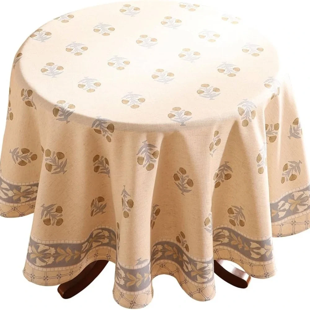 Patdrea Design Beige Tablecloth Round Tables,Rustic Floral Table Cover Cloth67